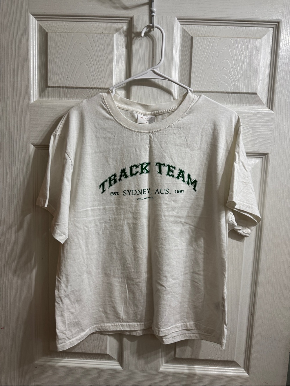 Wilo Track Team Graphic Tee with Green Text